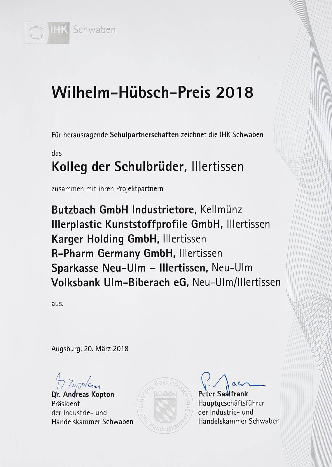 WILHELM-HÜBSCH-PREIS 2018